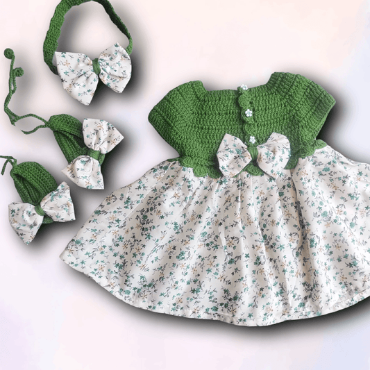 Cotton Dress with matching shoes and Headband